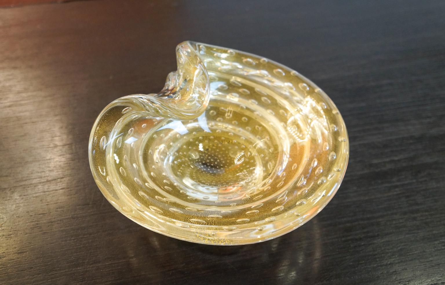 Alberto Donà Gold Murano Glass Bowl Balloton, 1980s 2