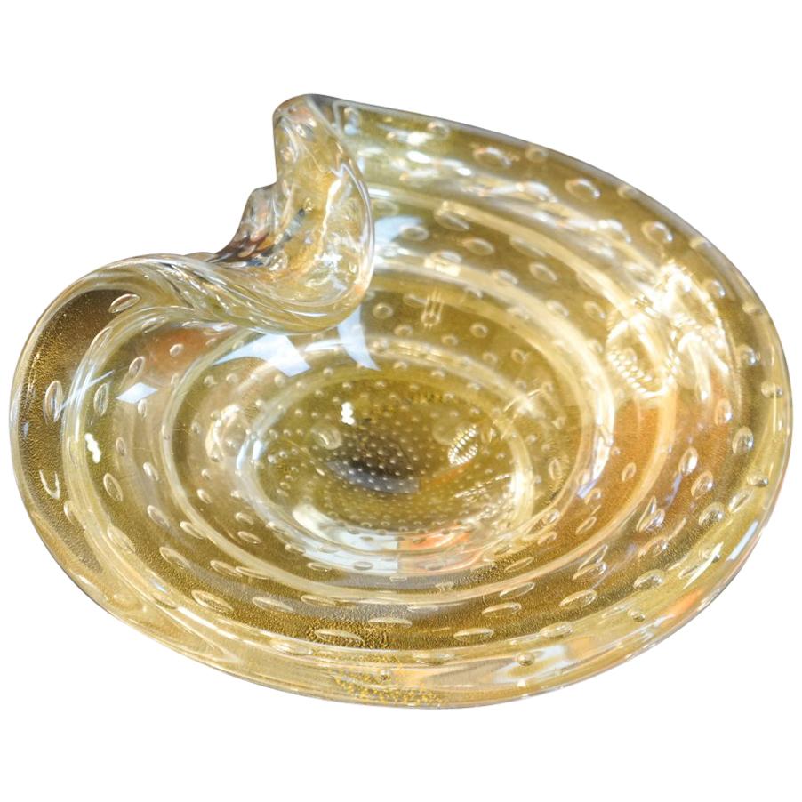 Alberto Donà Gold Murano Glass Bowl Balloton, 1980s