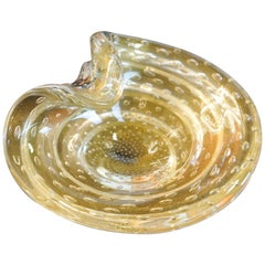 Alberto Donà Gold Murano Glass Bowl Balloton, 1980s