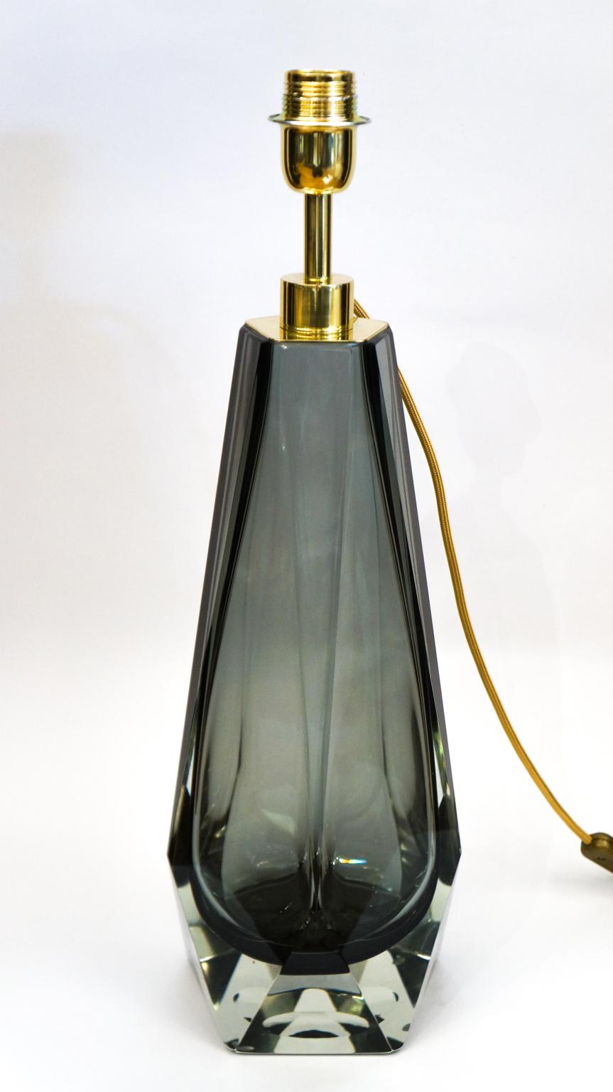 Alberto Donà Grey Pair of Italian Murano Glass Table Lamps Molato, 1995 For Sale 4