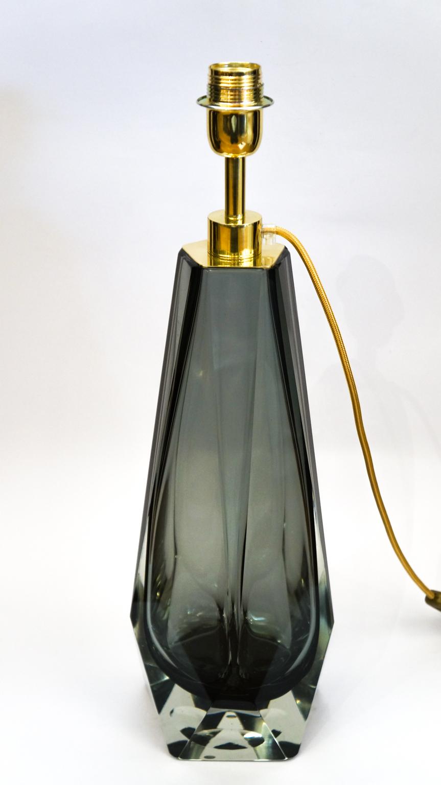 Alberto Donà Grey Pair of Italian Murano Glass Table Lamps Molato, 1995 For Sale 5