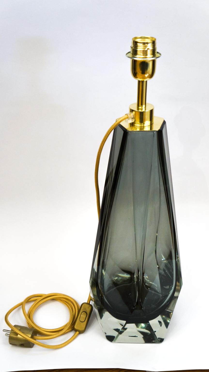 Alberto Donà Grey Pair of Italian Murano Glass Table Lamps Molato, 1995 For Sale 7
