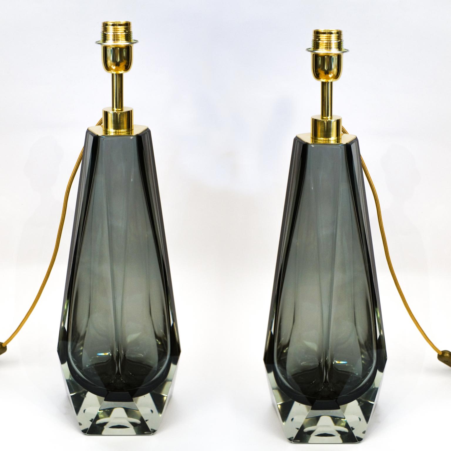 Alberto Donà Grey Pair of Italian Murano Glass Table Lamps Molato, 1995 For Sale 13