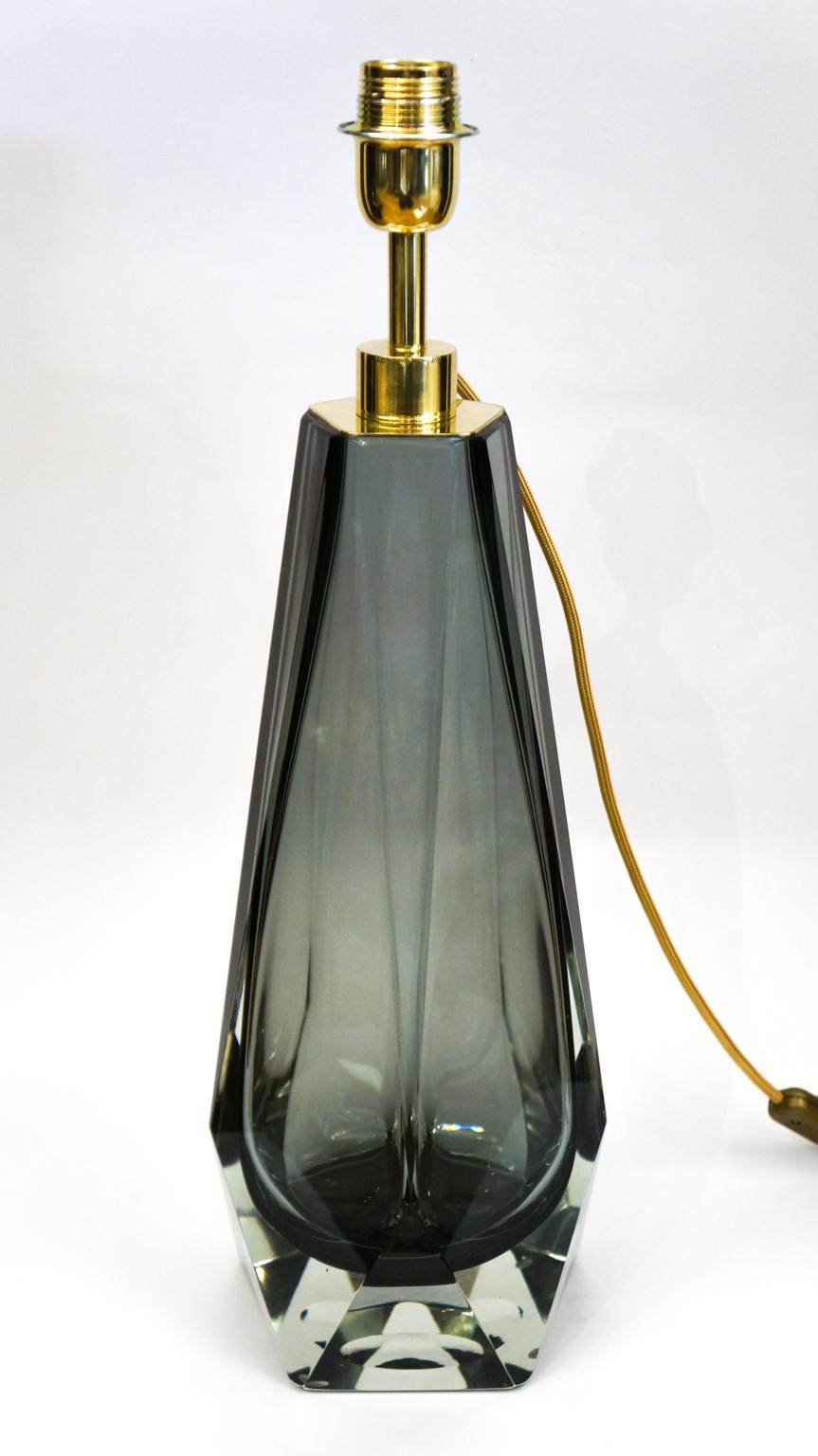 Alberto Donà Grey Pair of Italian Murano Glass Table Lamps Molato, 1995 For Sale 1