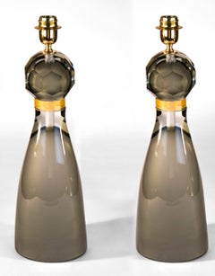 Alberto Donà Mid-Century Modern Grey Pair of Murano Glass Table Lamps, 1992