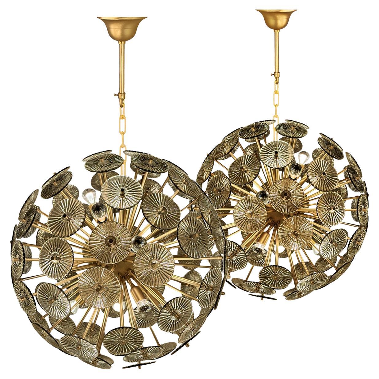 Alberto Dona Inspired Custom Textured Murano Glass Disc Chandelier 2023