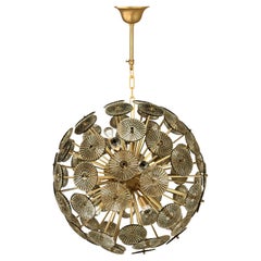 Alberto Dona Inspired Custom Textured Murano Glass Disc Chandelier