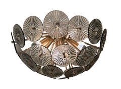 Alberto Dona Inspired Custom Textured Murano Glass Disc Flush Mount