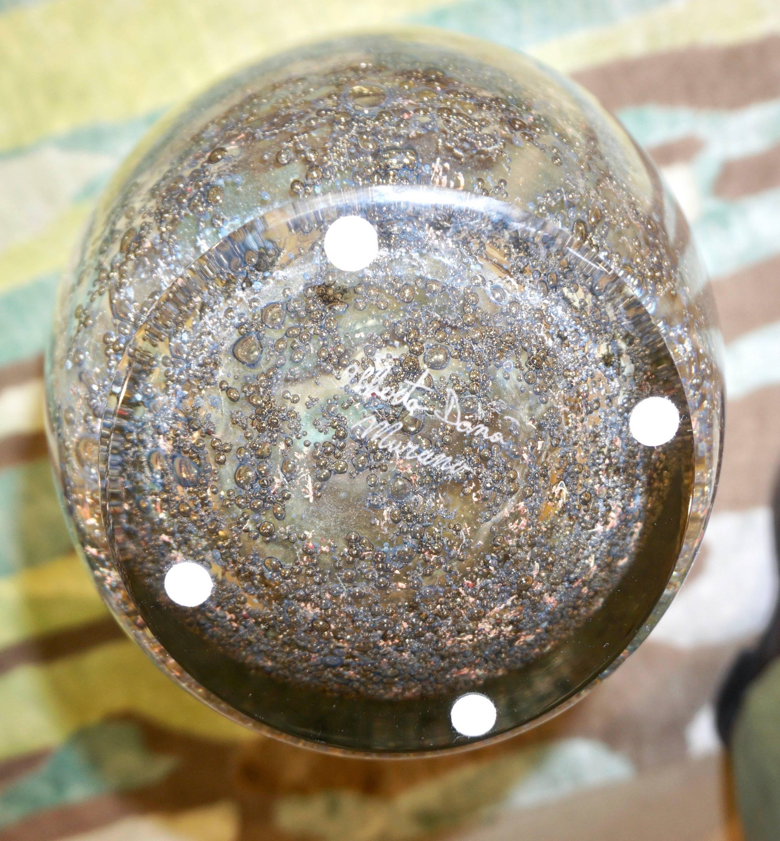 Contemporary Alberto Dona Italian Crystal Murano Glass Vase with Brass Metallic Inclusion For Sale