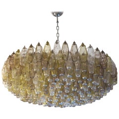 Alberto Donà Midcentury Amber Crystal Murano Glass Poliedri Chandelier, 1985