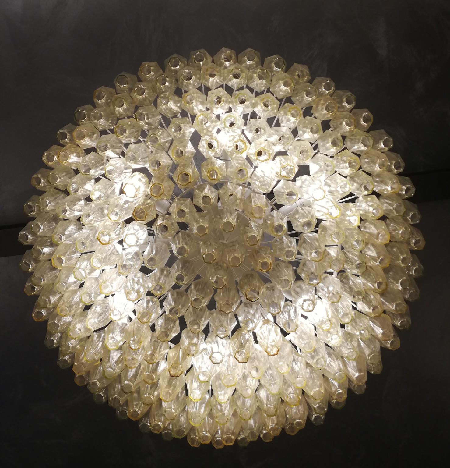 Alberto Donà Midcentury Champagne Murano Glass Poliedri Chandelier, Italy, 1985 For Sale 7