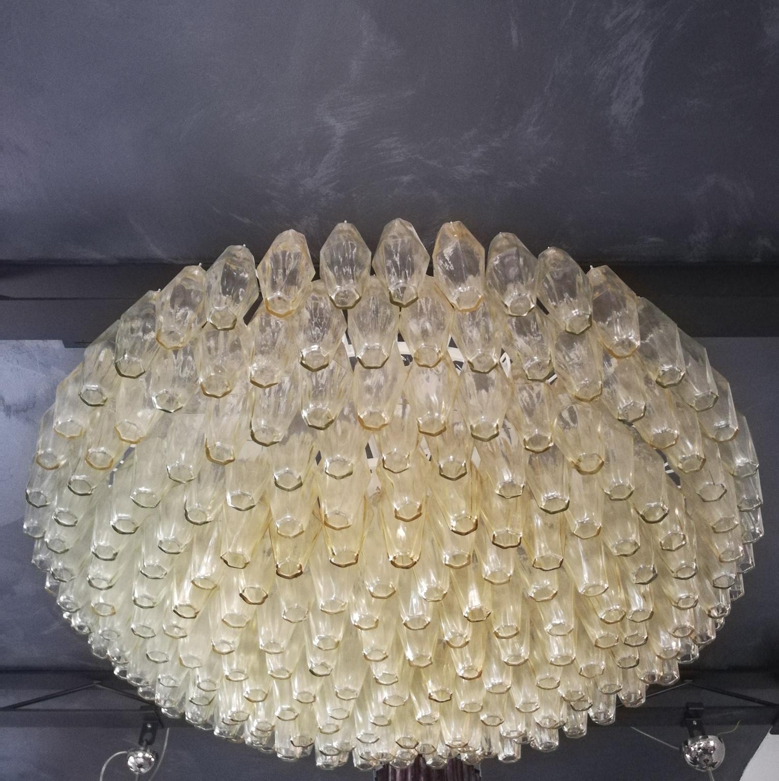 Fin du 20e siècle Lustre Poliedri en verre de Murano champagne du milieu du siècle dernier d'Alberto Donà, Italie, 1985 en vente