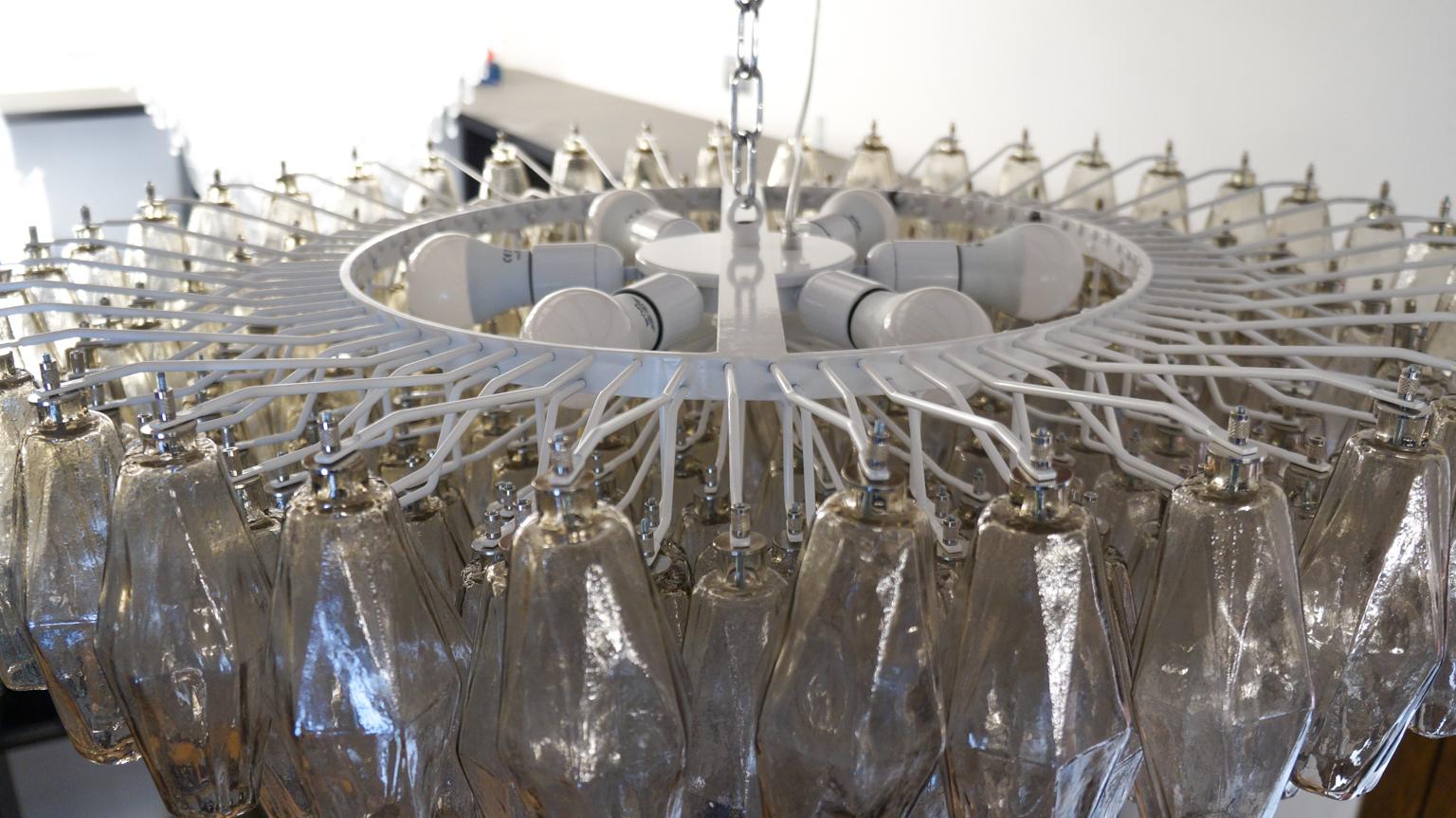 Alberto Donà Midcentury Grey Murano Glass Poliedri Chandelier, Italy, 1985 For Sale 9