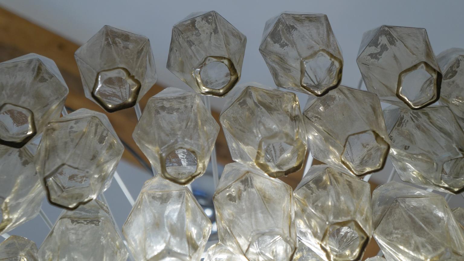 Alberto Donà Midcentury Grey Murano Glass Poliedri Chandelier, Italy, 1985 For Sale 2