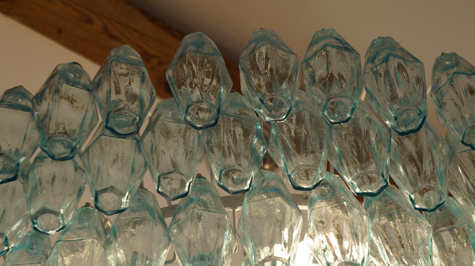 Alberto Donà Midcentury Light Blue Murano Glass Poliedri Chandelier, Italien, 1985 im Angebot 5