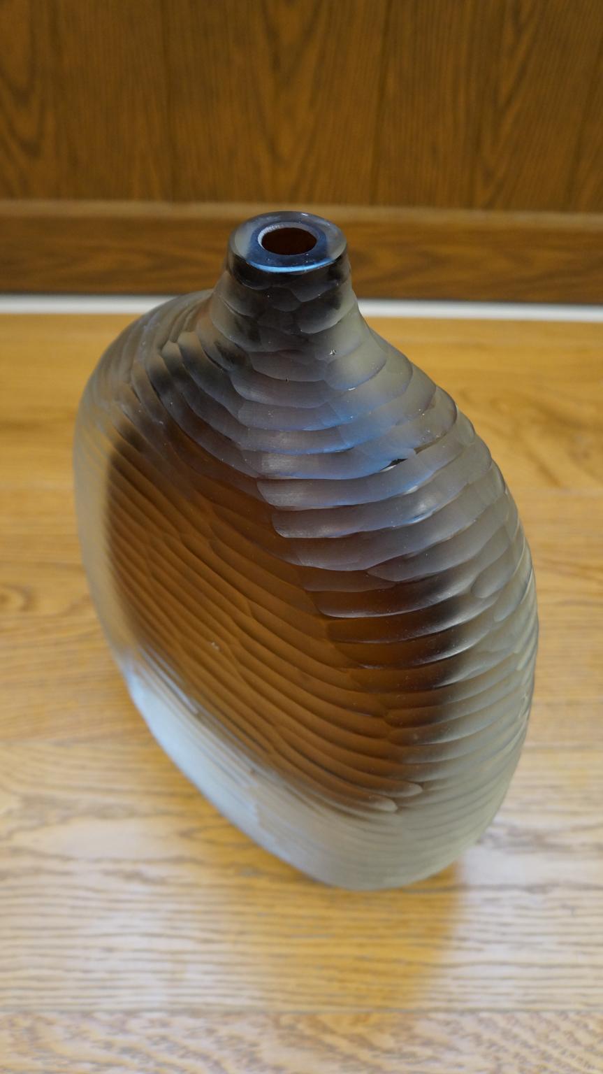 Alberto Donà Mid-Century Modern Amber Clear Three Molato Murano Glass Vases 1992 For Sale 9