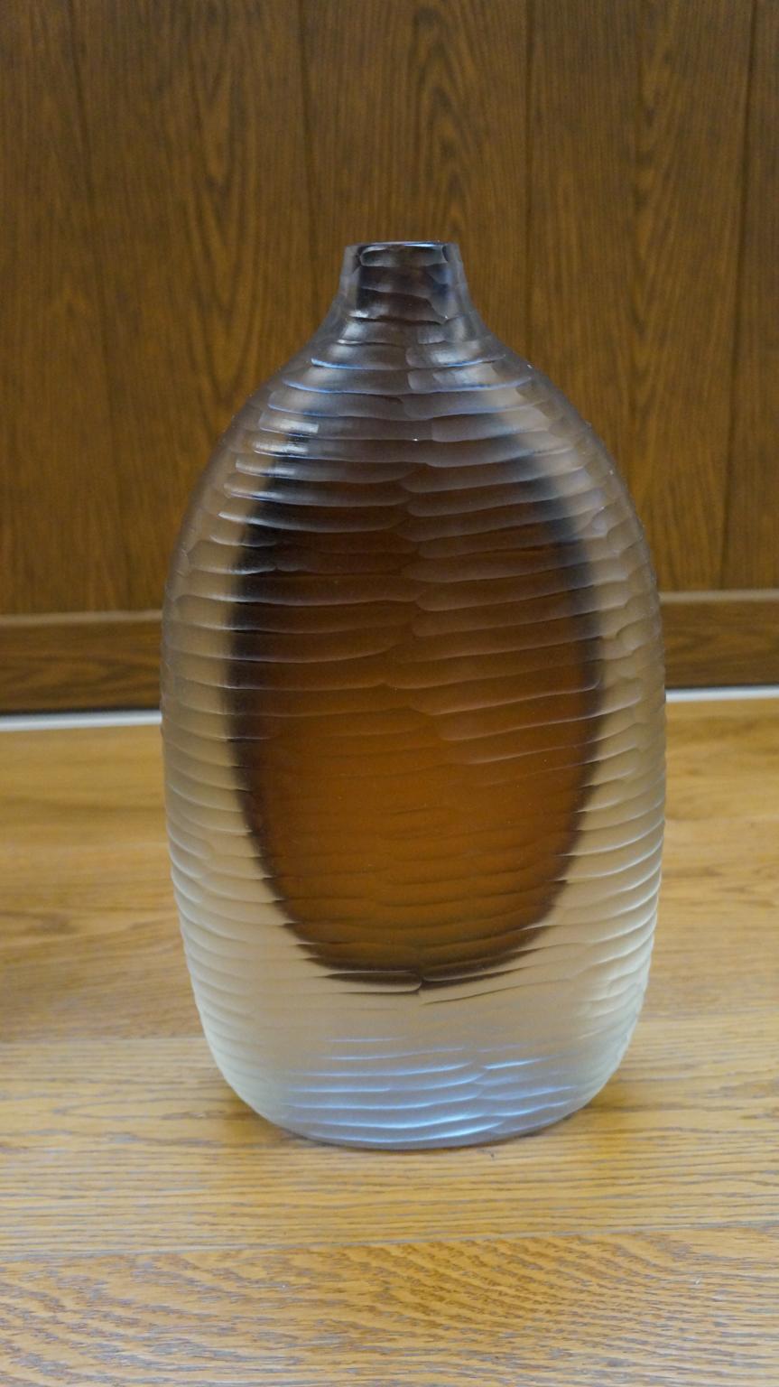 Alberto Donà Moderne Bernstein klare drei Molato-Muranoglas-Vasen aus der Mitte des Jahrhunderts 1992 im Angebot 9