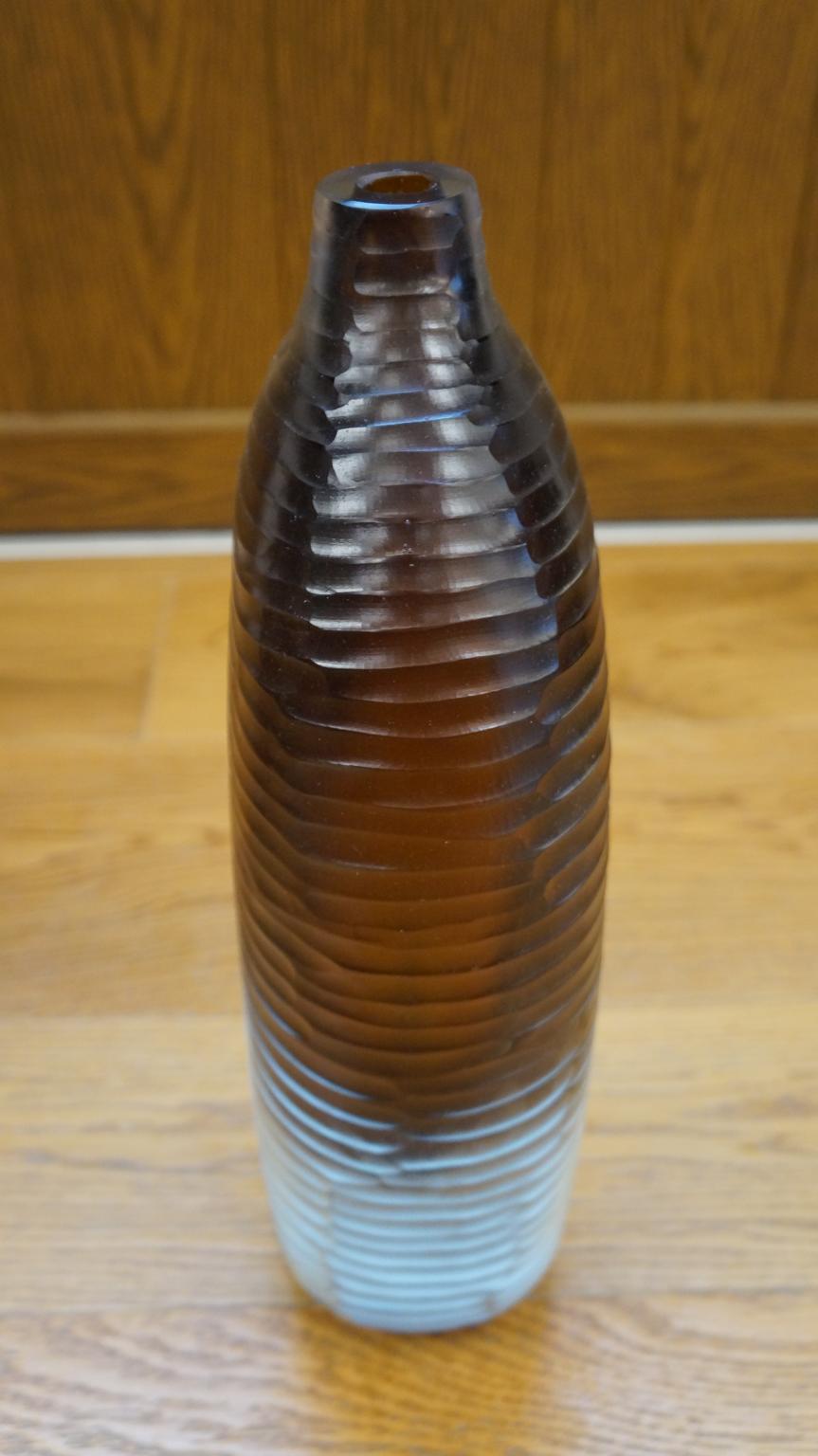 Alberto Donà Mid-Century Modern Amber Clear Three Molato Murano Glass Vases 1992 For Sale 12
