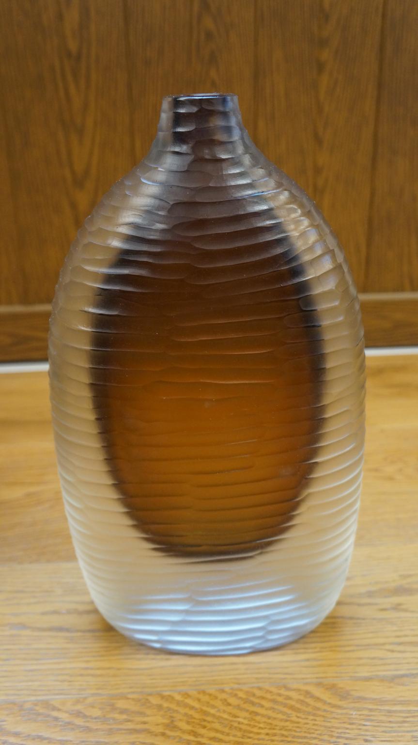 Alberto Donà Moderne Bernstein klare drei Molato-Muranoglas-Vasen aus der Mitte des Jahrhunderts 1992 im Angebot 12