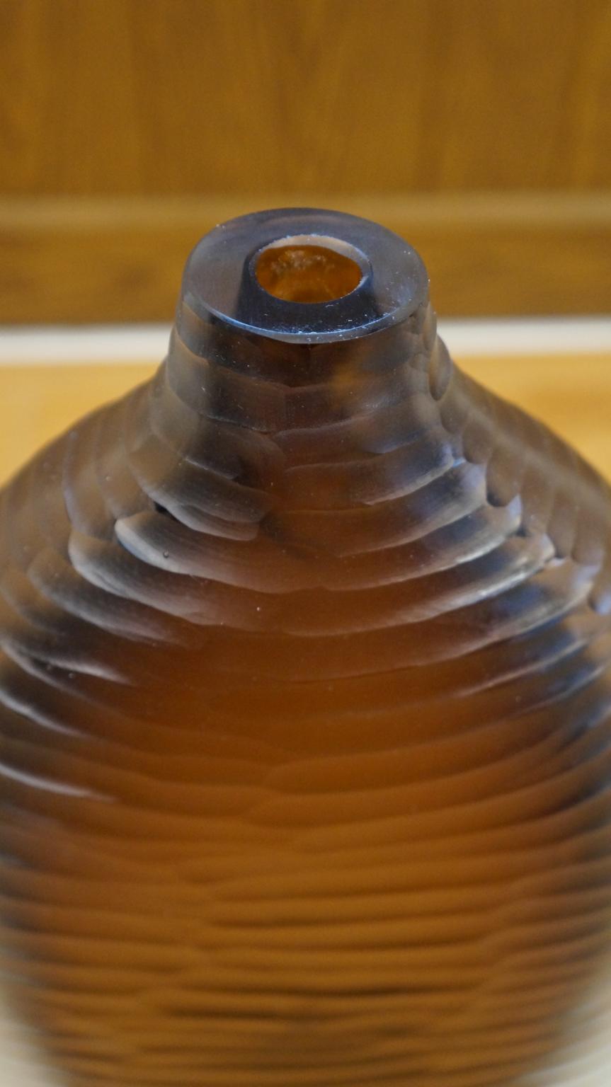 Alberto Donà Mid-Century Modern Amber Clear Three Molato Murano Glass Vases 1992 For Sale 14