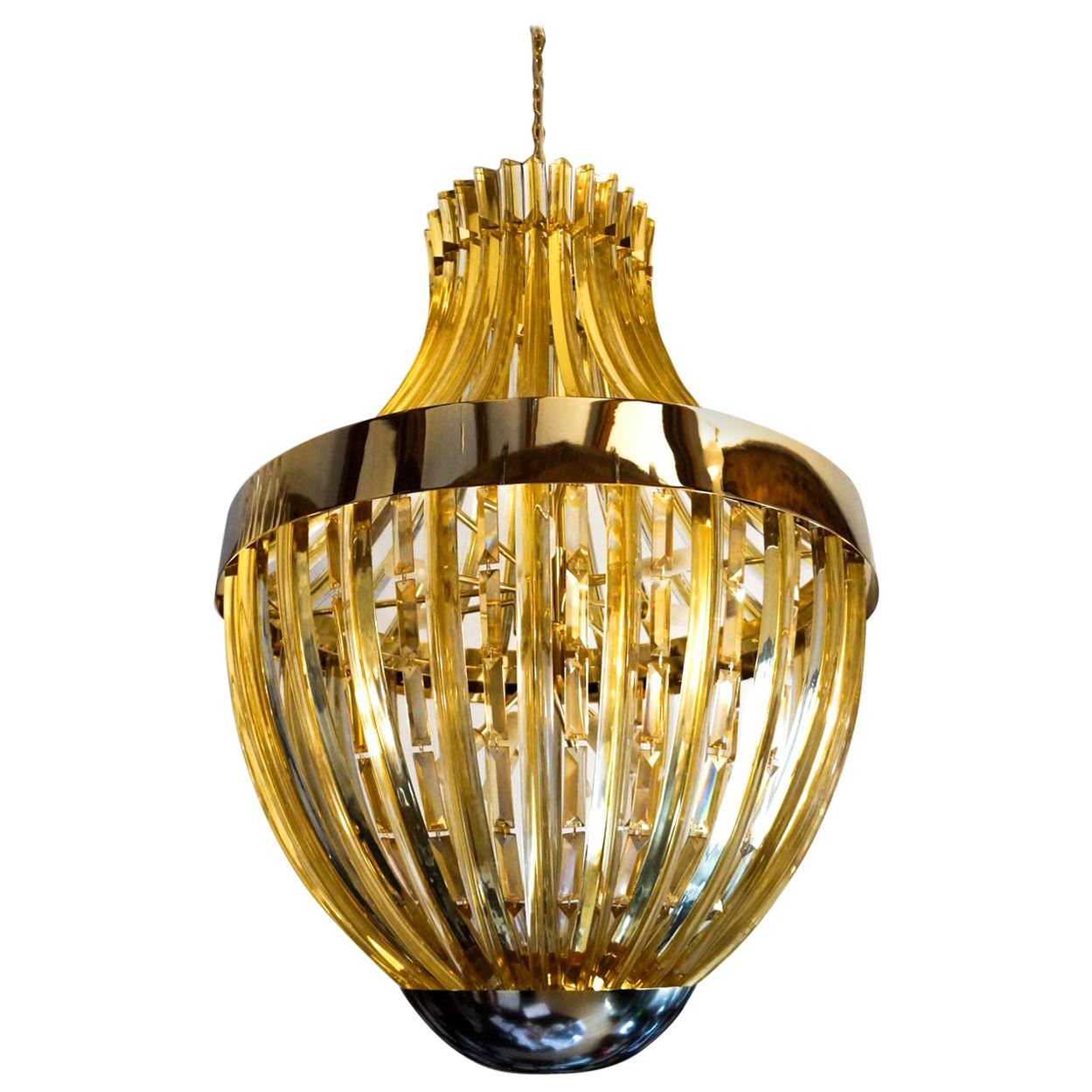 Alberto Donà Mid-Century Modern Amber Murano Glass Impero Chandelier, 1995