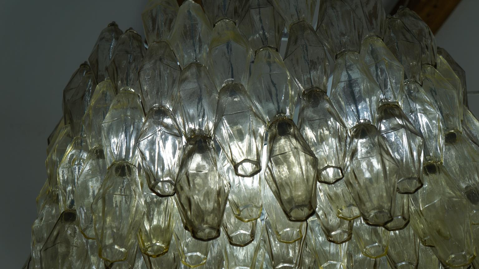 Alberto Donà Mid-Century Modern Amber Murano Glass Poliedri Chandelier, 1980s For Sale 6