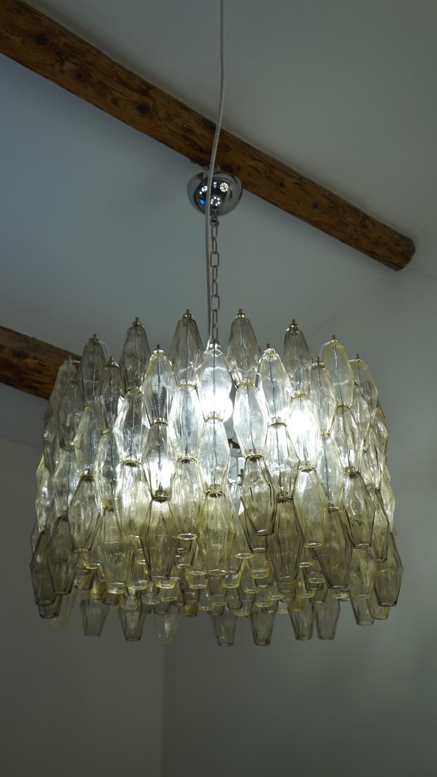 Alberto Donà Mid-Century Modern Amber Murano Glass Poliedri Chandelier, 1980s For Sale 7
