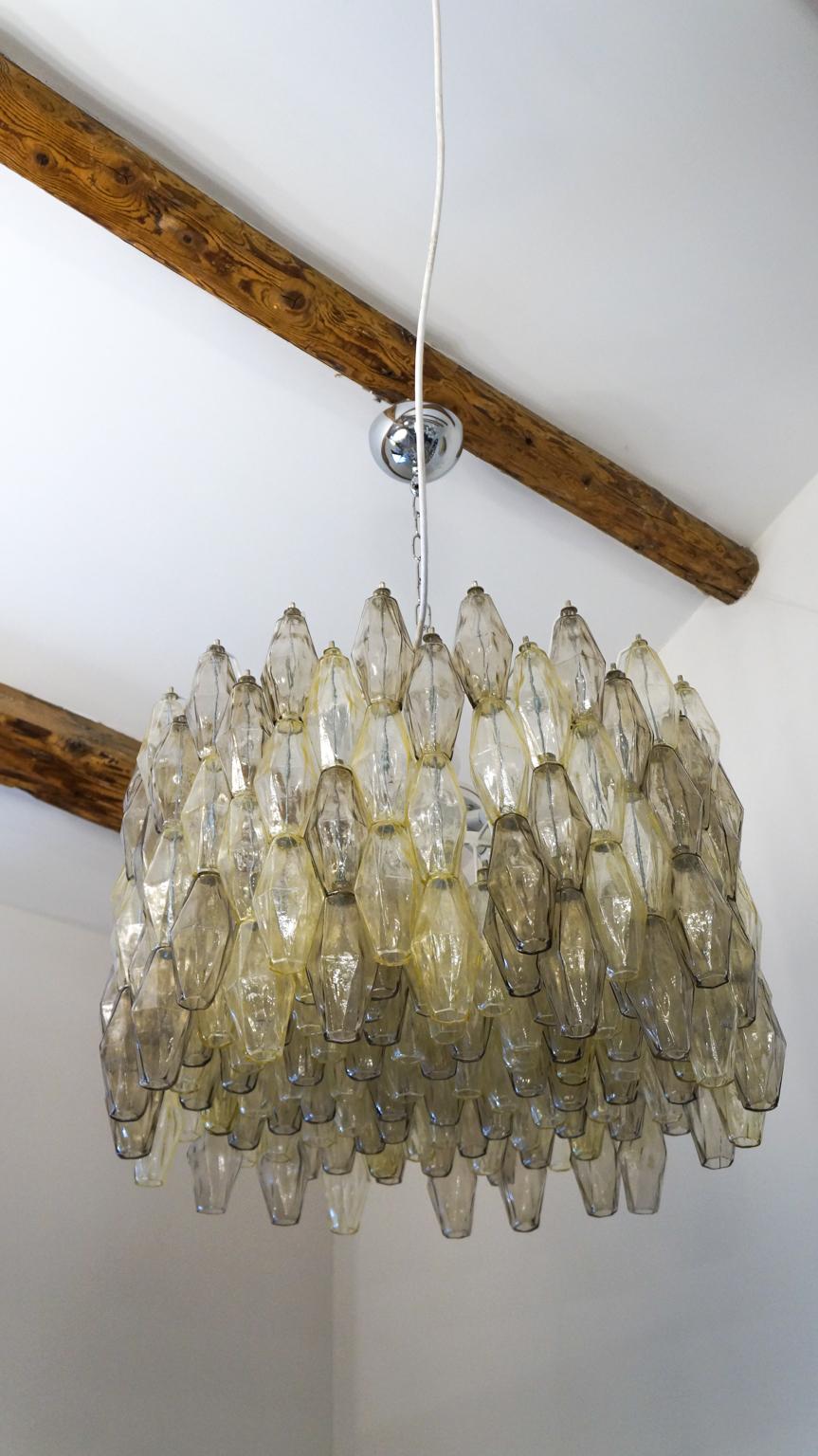 Alberto Donà Mid-Century Modern Amber Murano Glass Poliedri Chandelier, 1980s For Sale 11