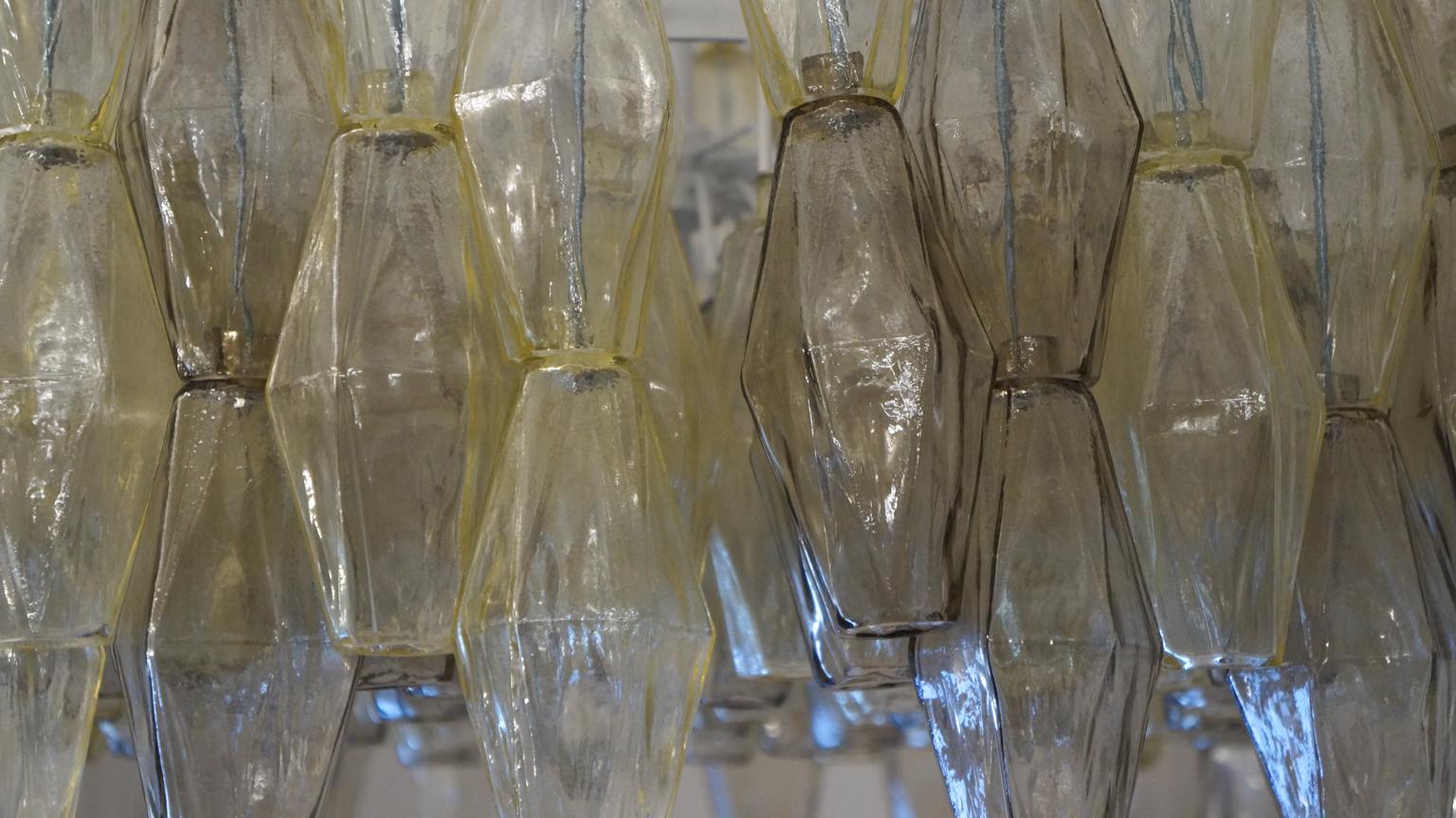 Alberto Donà Mid-Century Modern Amber Murano Glass Poliedri Chandelier, 1980s For Sale 13