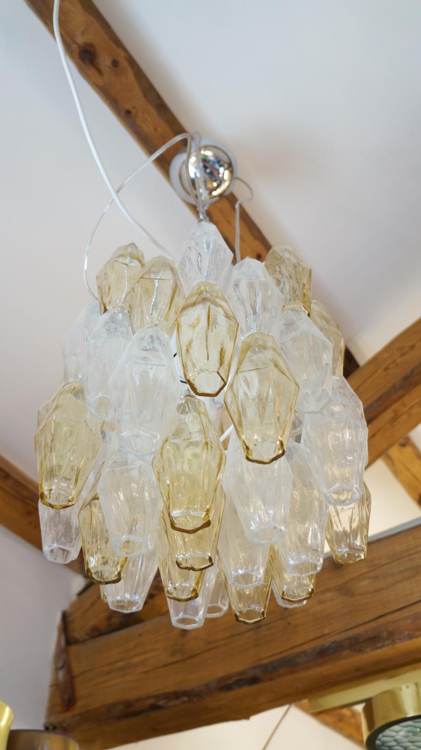 Alberto Donà Mid-Century Modern Amber Murano Glass Poliedri Chandelier, 1985 For Sale 4