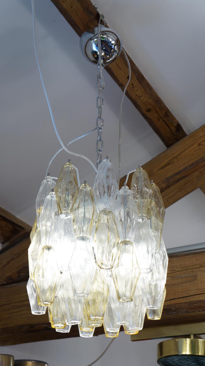 Alberto Donà Mid-Century Modern Amber Murano Glass Poliedri Chandelier, 1985 For Sale 5