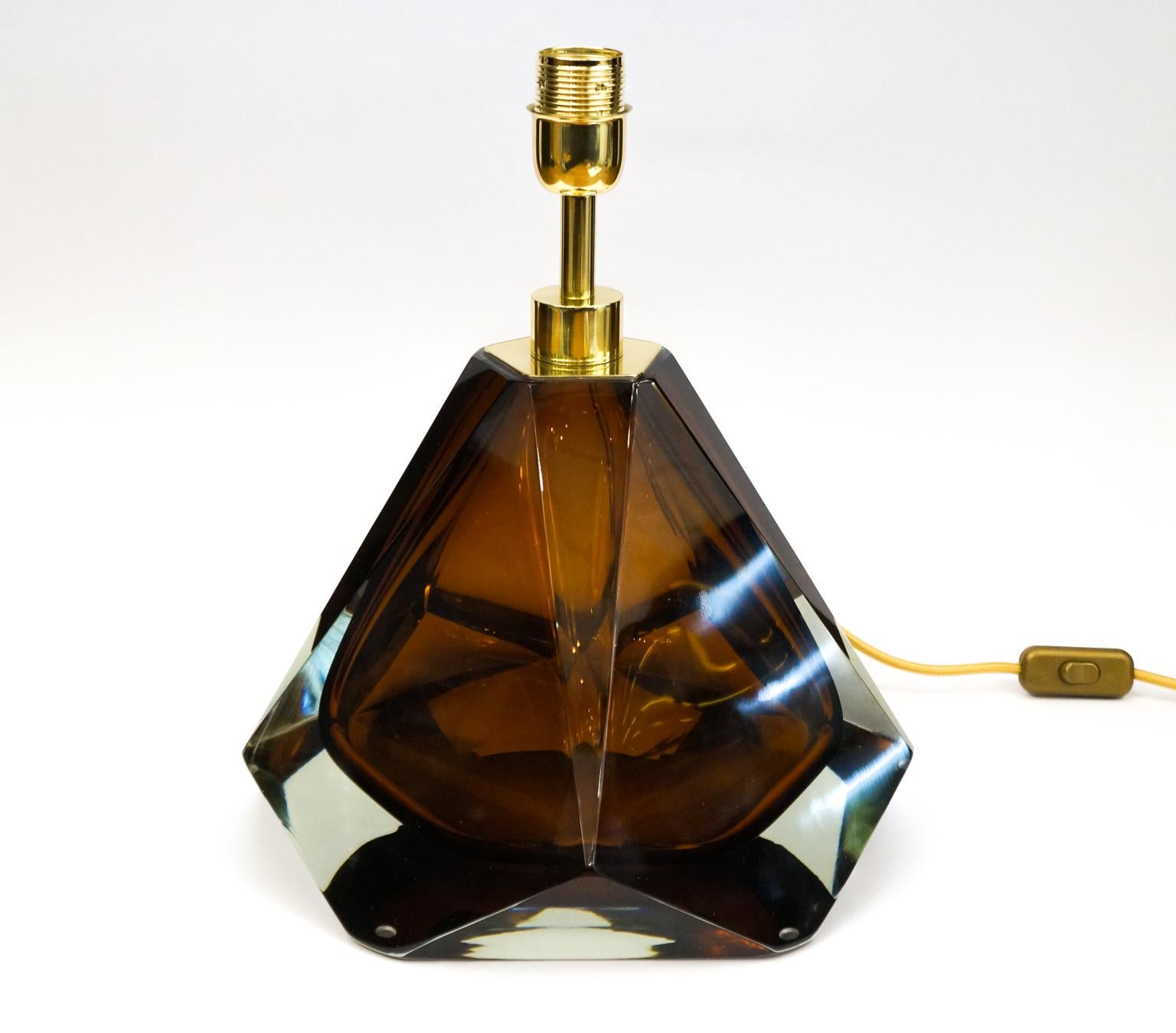 Alberto Donà Paire de lampes de table en verre de Murano de style Modernity Amber, 1995 en vente 3