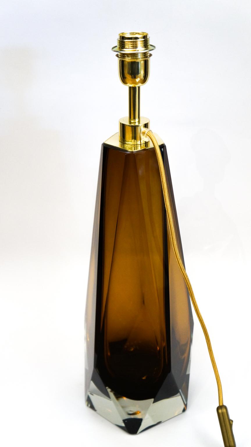Alberto Donà Paire de lampes de table en verre de Murano de style Modernity Amber, 1995 en vente 5
