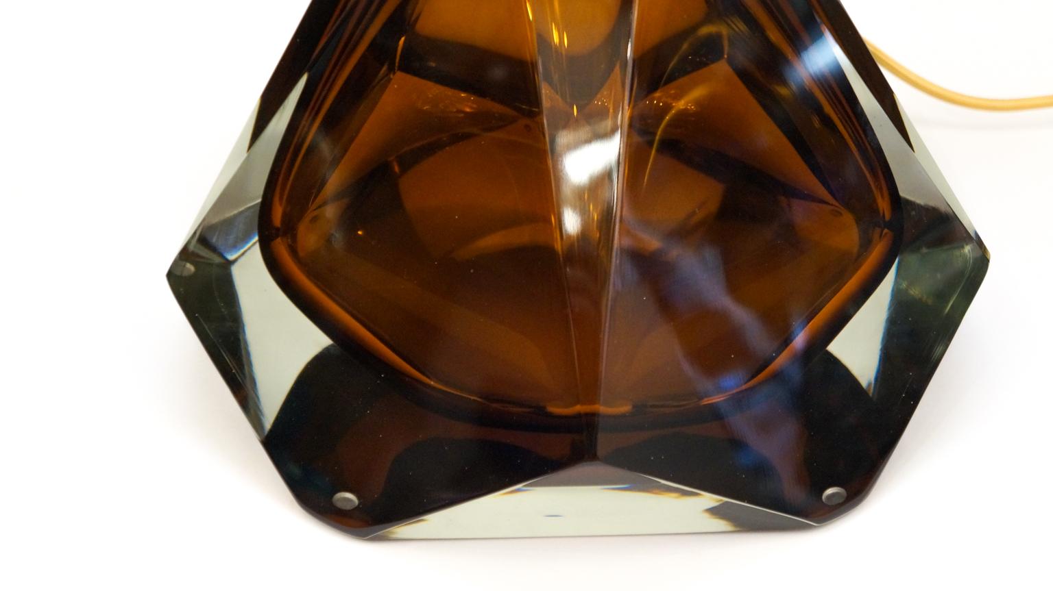 Alberto Donà Paire de lampes de table en verre de Murano de style Modernity Amber, 1995 en vente 5