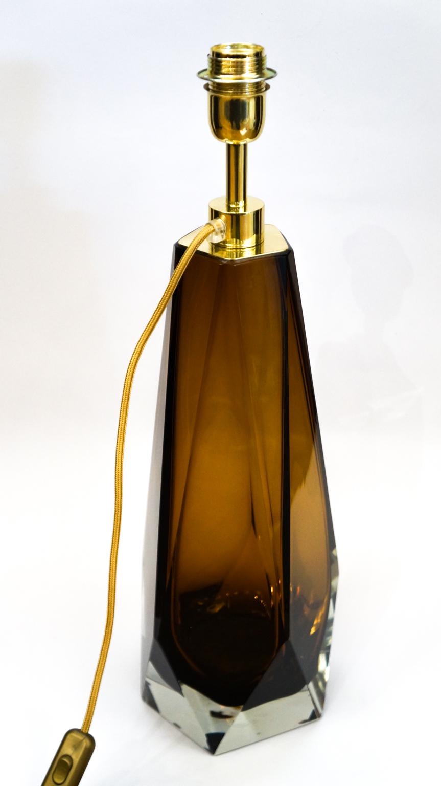 Alberto Donà Paire de lampes de table en verre de Murano de style Modernity Amber, 1995 en vente 8
