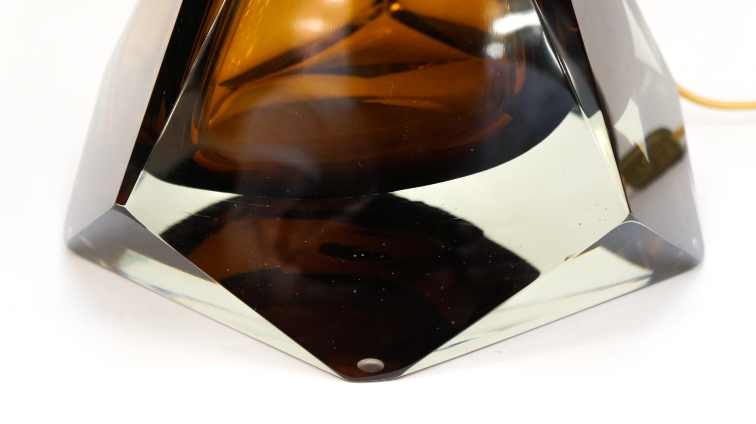Alberto Donà Mid-Century Modern Amber Pair of Murano Glass Table Lamps, 1995 For Sale 10