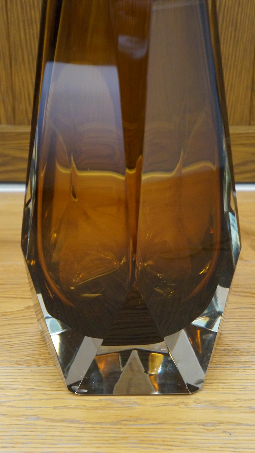 Hand-Crafted Alberto Donà Mid-Century Modern Amber Pair of Murano Glass Table Lamps, 1995