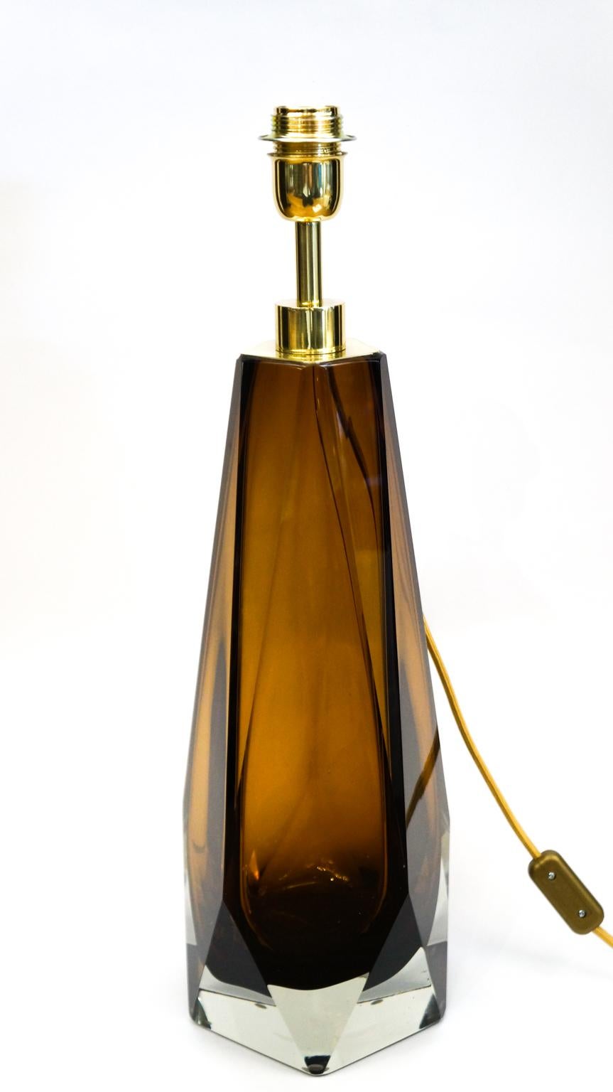 Art Glass Alberto Donà Mid-Century Modern Amber Pair of Murano Glass Table Lamps, 1995