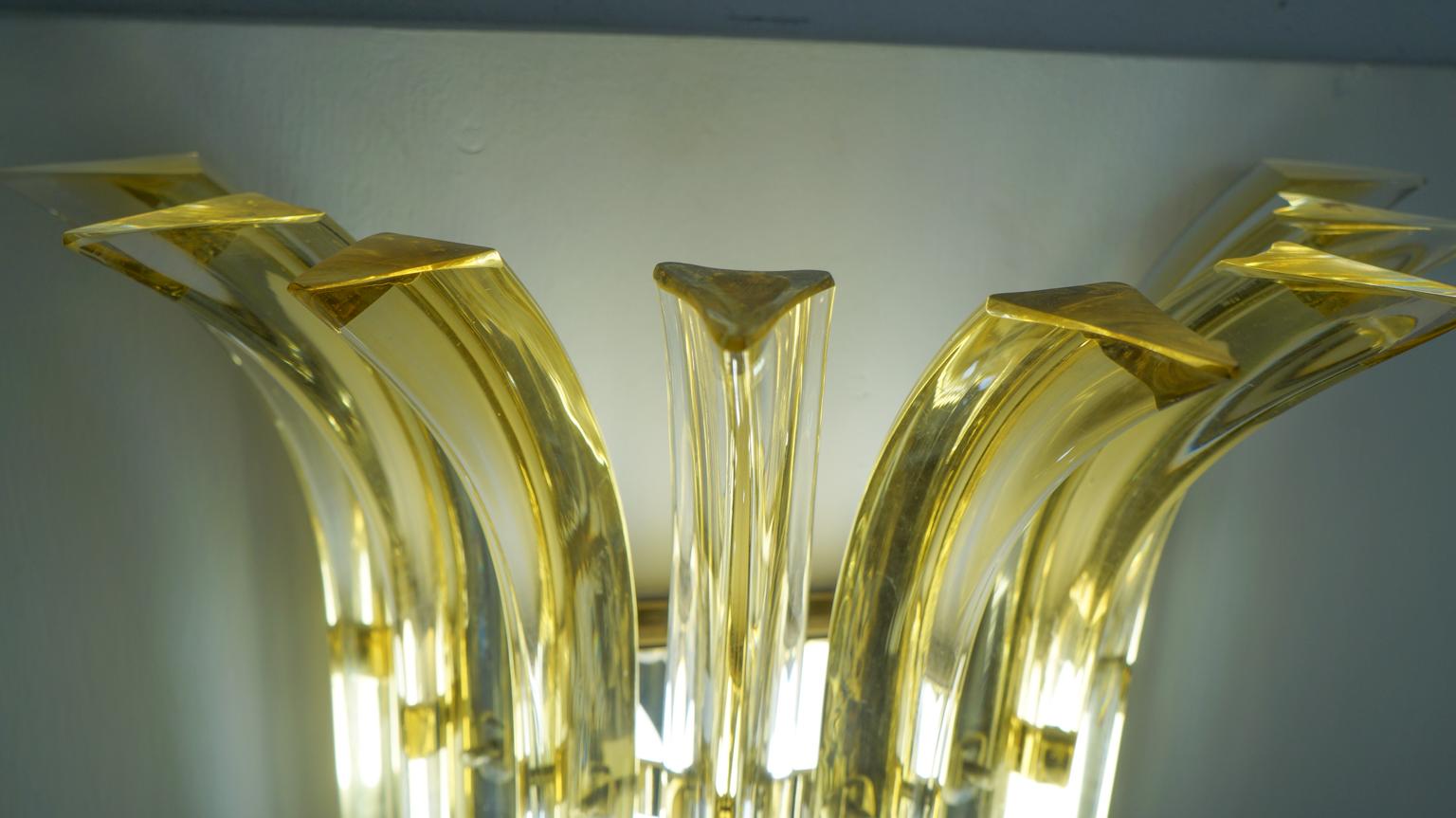 Alberto Donà Mid-Century Modern Amber Pair of Murano Glass Wall Sconces, 1985s For Sale 5