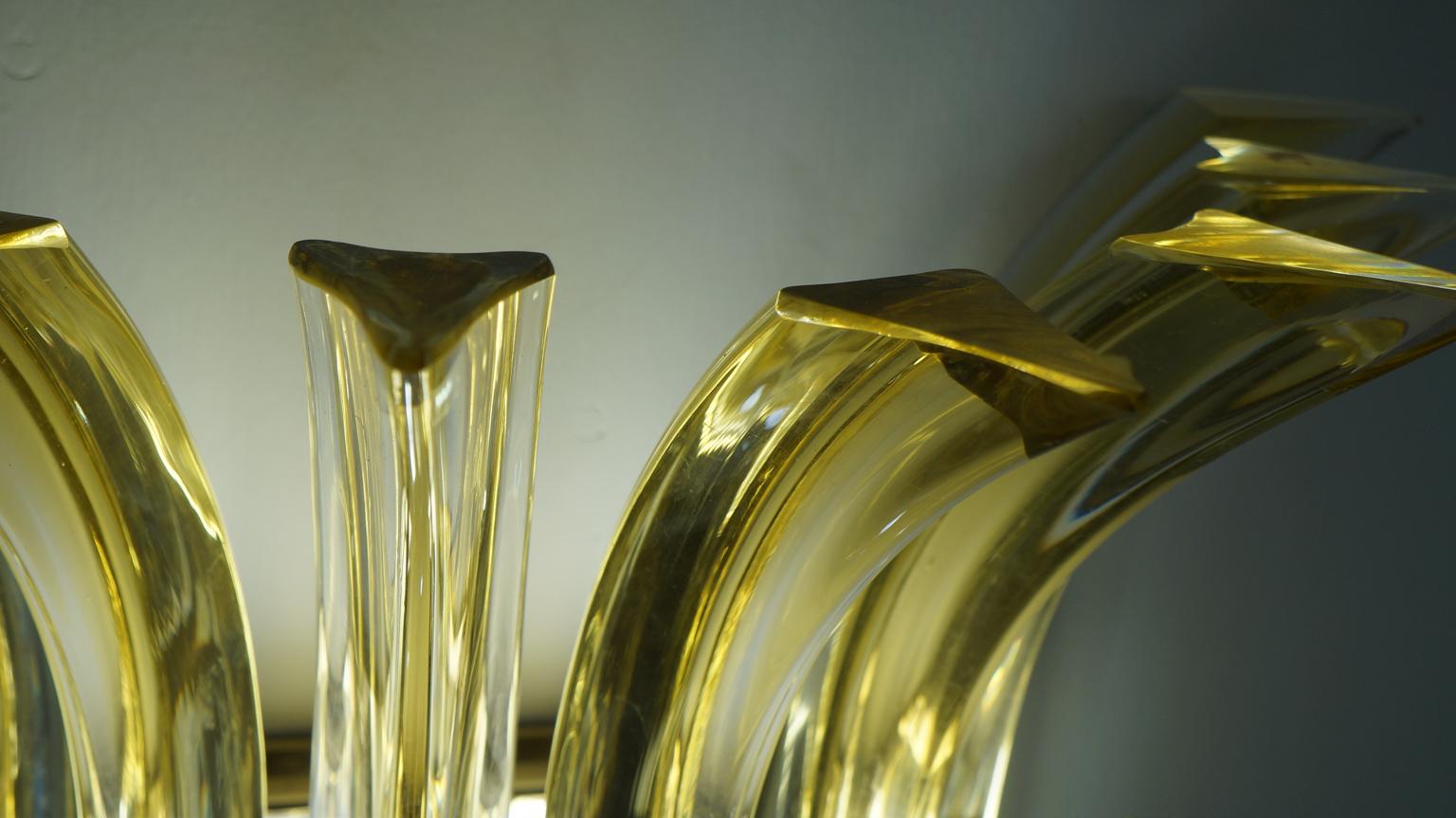 Alberto Donà Mid-Century Modern Amber Pair of Murano Glass Wall Sconces, 1985s For Sale 6