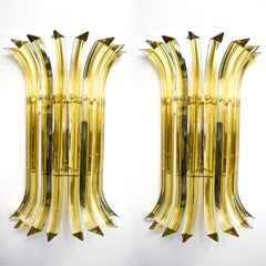 Alberto Donà Mid-Century Modern Amber Pair of Murano Glass Wall Sconces, 1985s