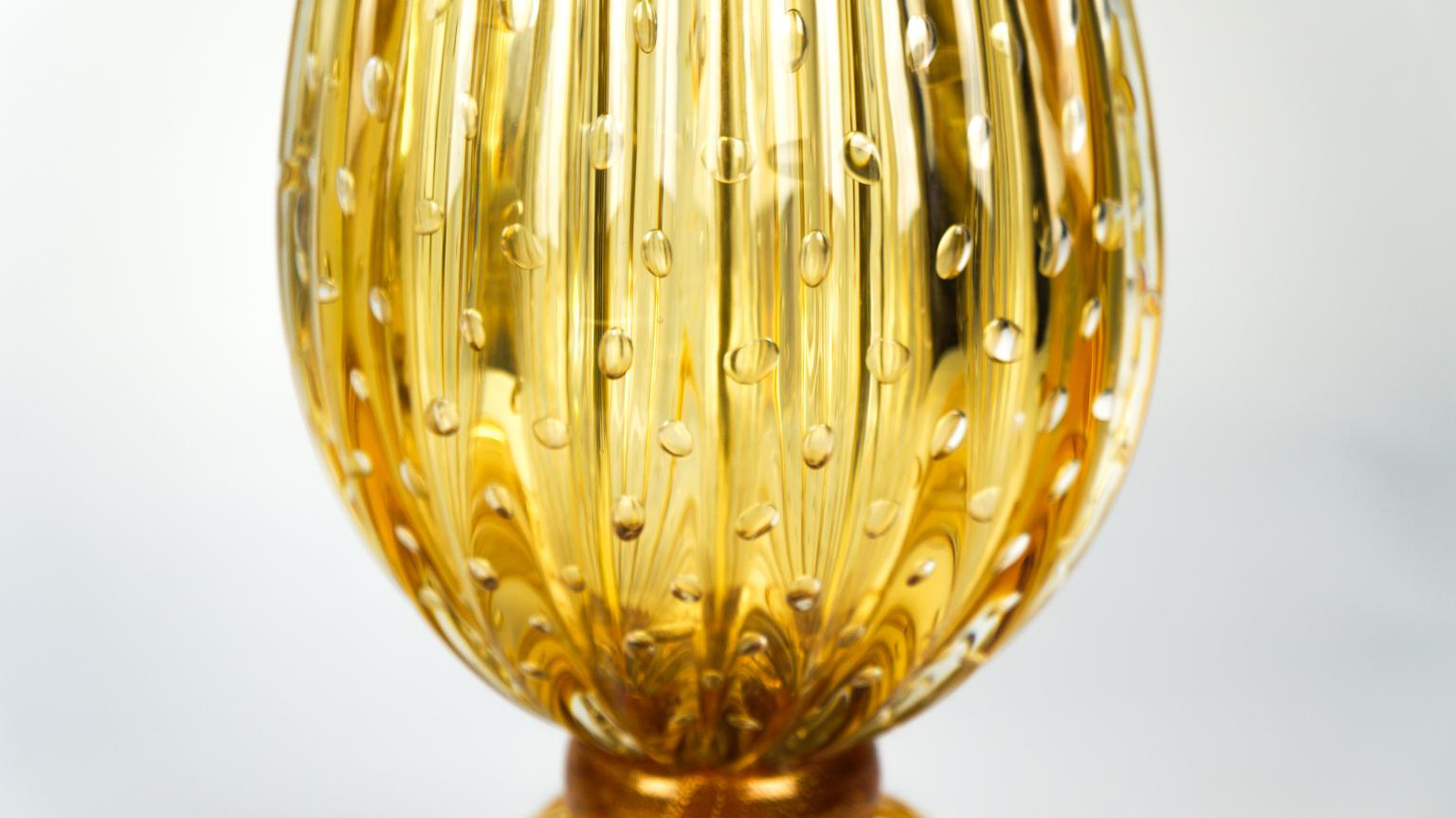 Alberto Donà Mid-Century Modern Amber Two of Murano Glass Table Lamps, 1991 For Sale 8