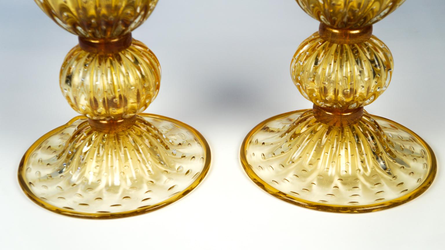 Alberto Donà Mid-Century Modern Amber Two of Murano Glass Table Lamps, 1991 For Sale 10