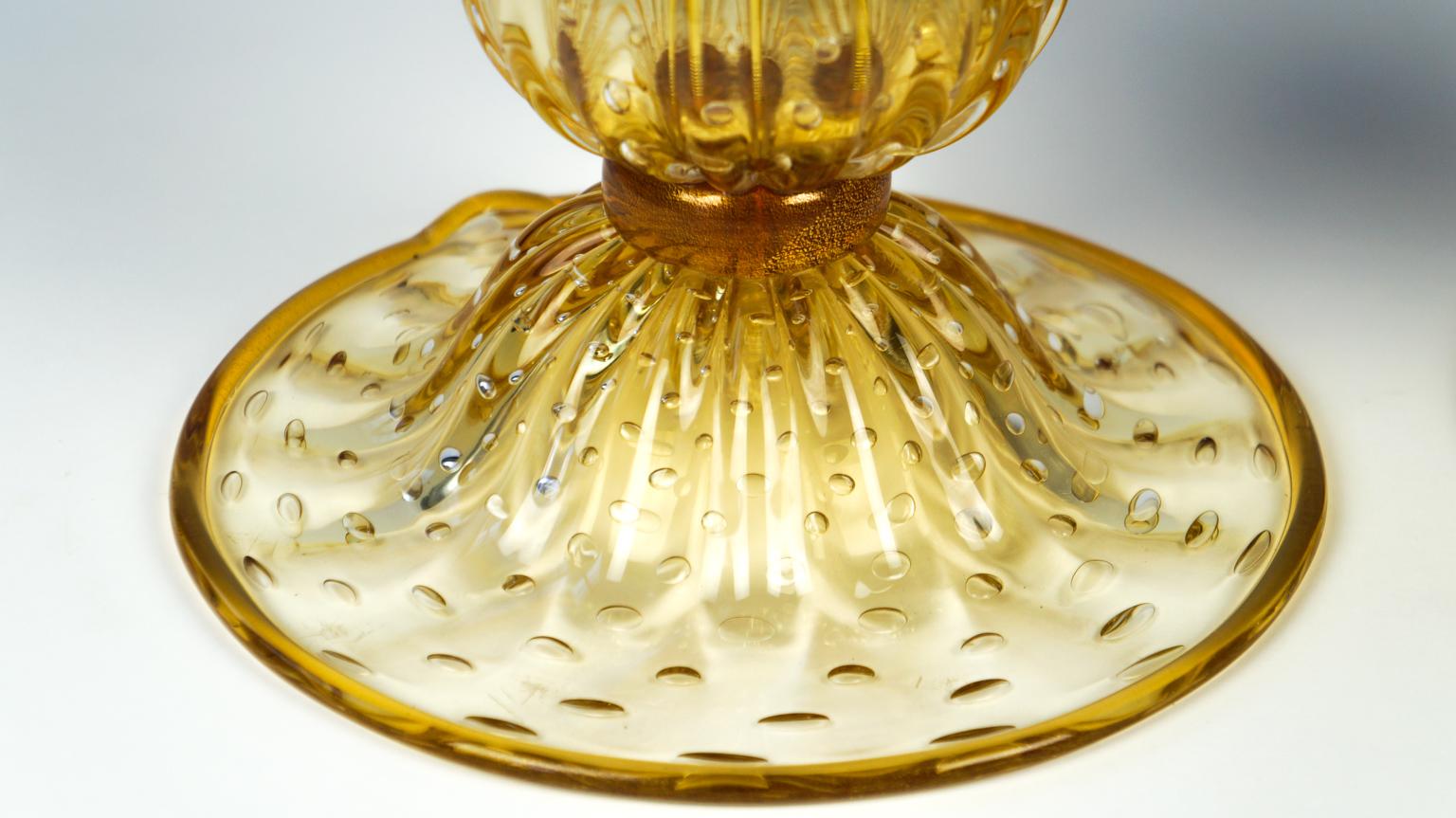 Alberto Donà Mid-Century Modern Amber Two of Murano Glass Table Lamps, 1991 For Sale 3