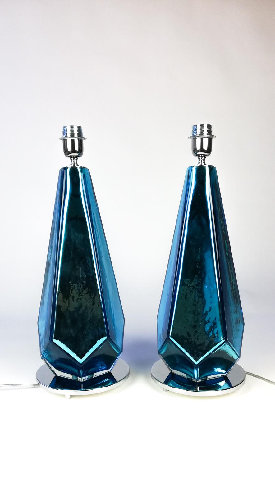 Alberto Donà Mid-Century Modern Amber Two of Murano Glass Table Lamps, 1996 For Sale 12