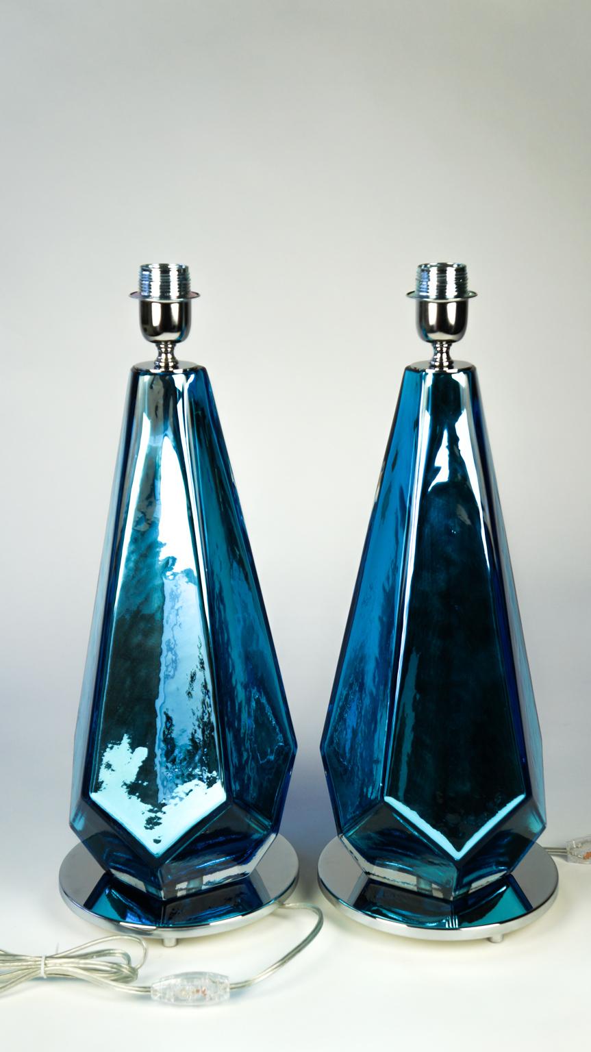Alberto Donà Mid-Century Modern Amber Two of Murano Glass Table Lamps, 1996 For Sale 2