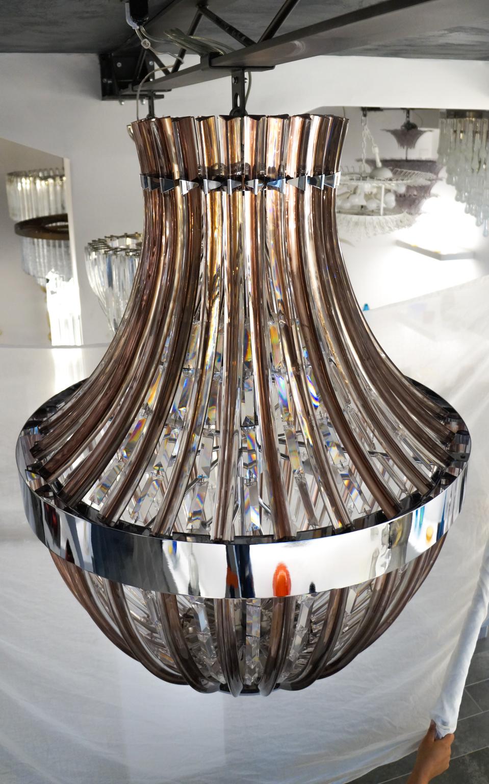 Alberto Donà Mid-Century Modern Amethyst Murano Glass Impero Chandelier, 1995 For Sale 9