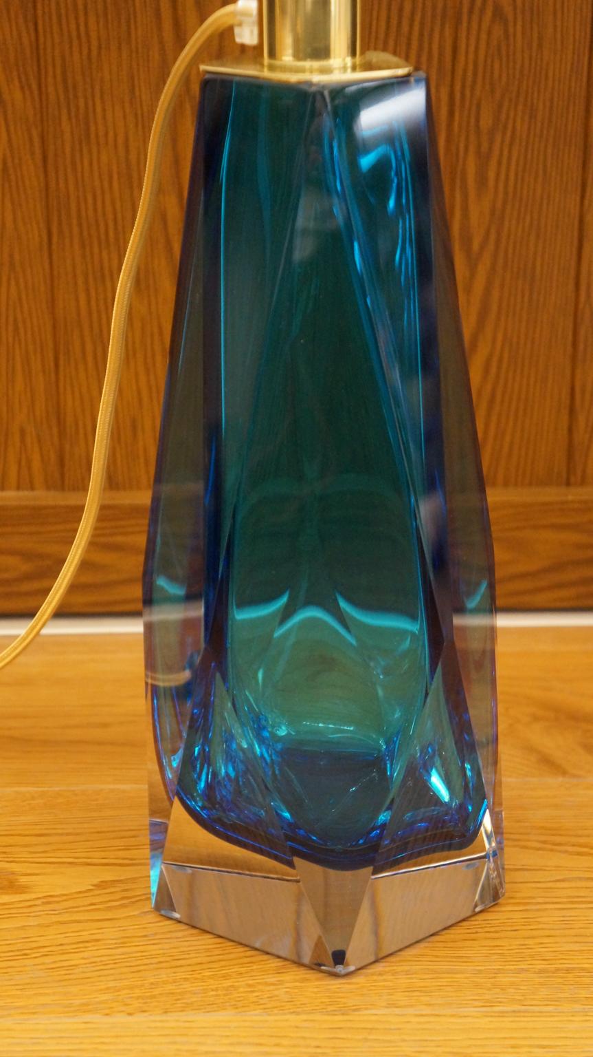 Alberto Donà Mid-Century Modern Aquamarine Two of Murano Glass Table Lamps, 1995 For Sale 9