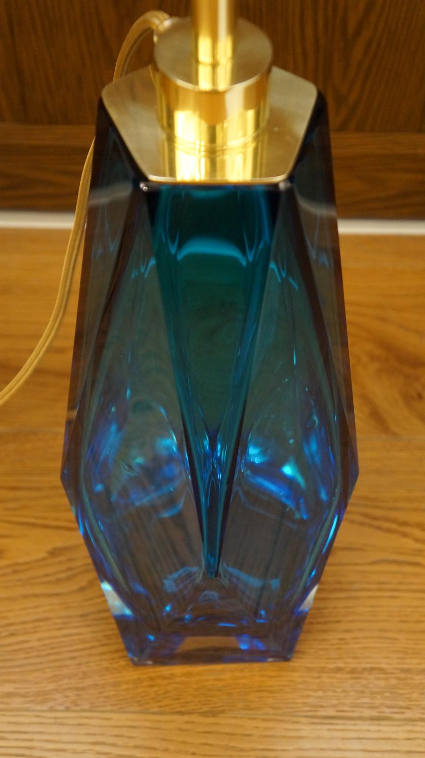 Alberto Donà Mid-Century Modern Aquamarine Two of Murano Glass Table Lamps, 1995 For Sale 12