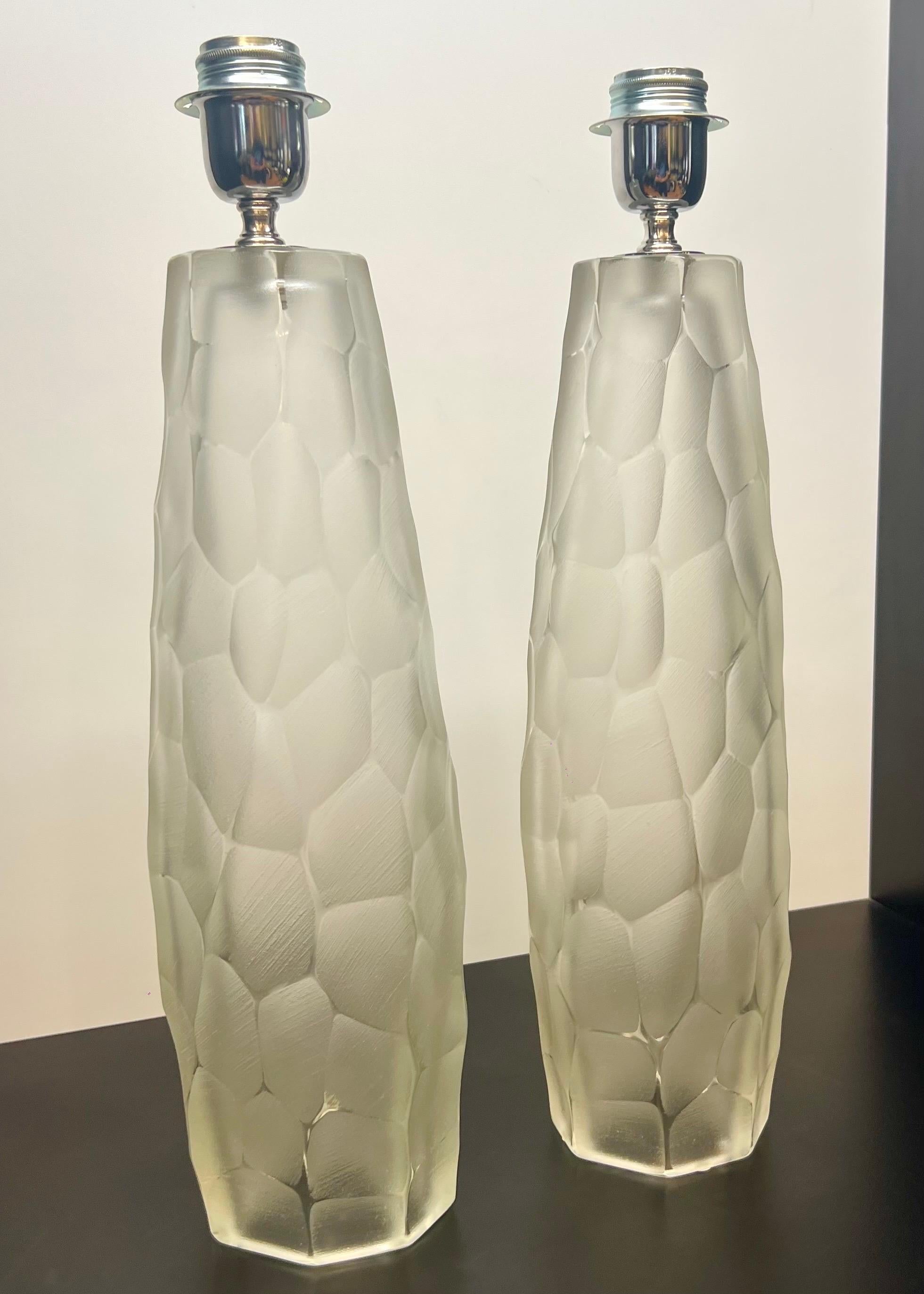 Alberto Donà Modernité du milieu du siècle Deux lampes de table en cristal de Murano 2024 en vente 7